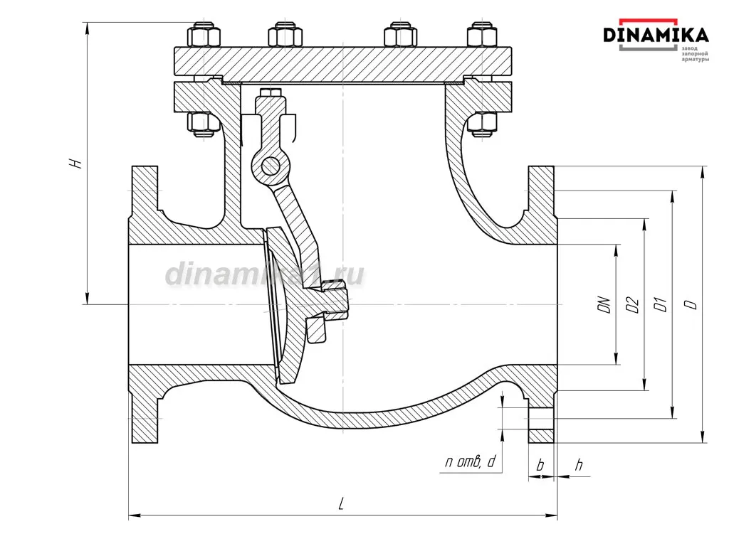 Обратный клапан 19с76нж Ду150 фланцевый